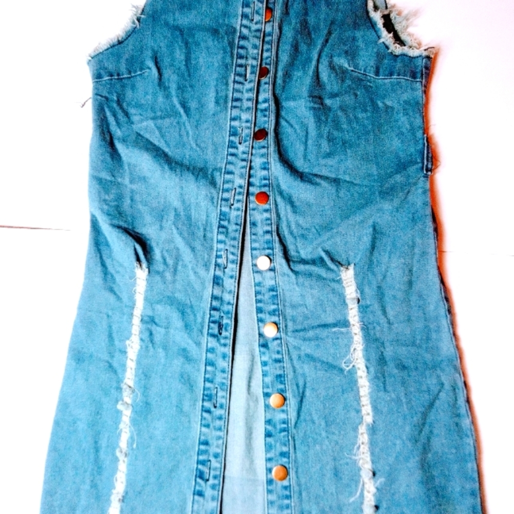 Sleeveless Jean button up short dress